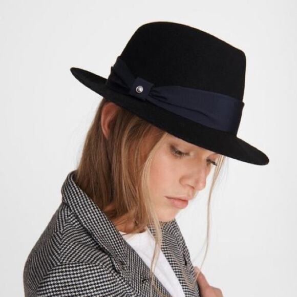 Rag and Bone Black Wool Fedora Hat New